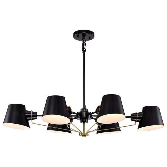 Nuvo Lighting Baxter Chandelier, Black/Burnished Brass