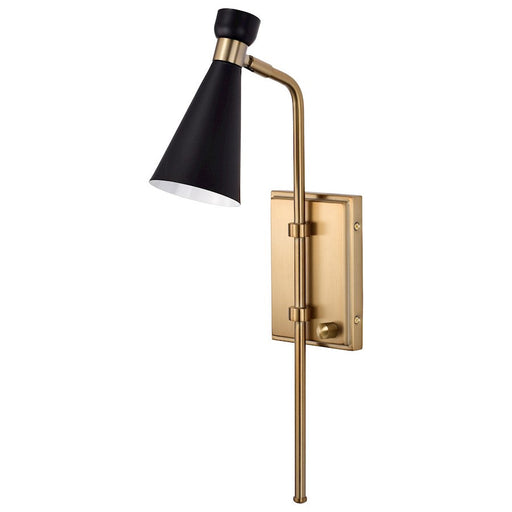 Nuvo Lighting Prospect 1 Light Wall Sconce, Black/Burnished Brass - 60-7395