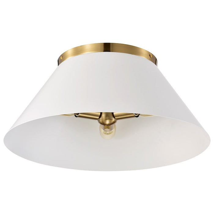 Nuvo Lighting Dover 3 Light Large Flush Mount, White/Vintage Brass - 60-7421