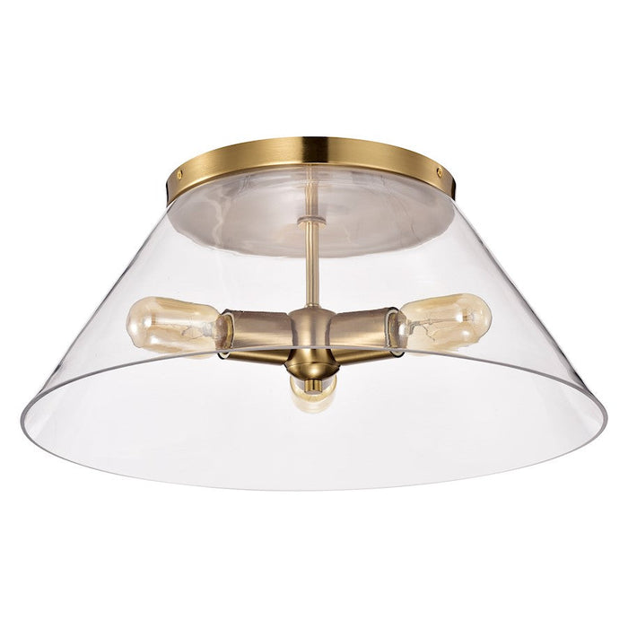 Nuvo Lighting Dover 3 Light Large Flush Mount, Vintage Brass/Clear - 60-7422