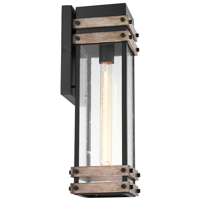 Nuvo Lighting Homestead 1 Light Wall Lantern, Black/Clear Seeded