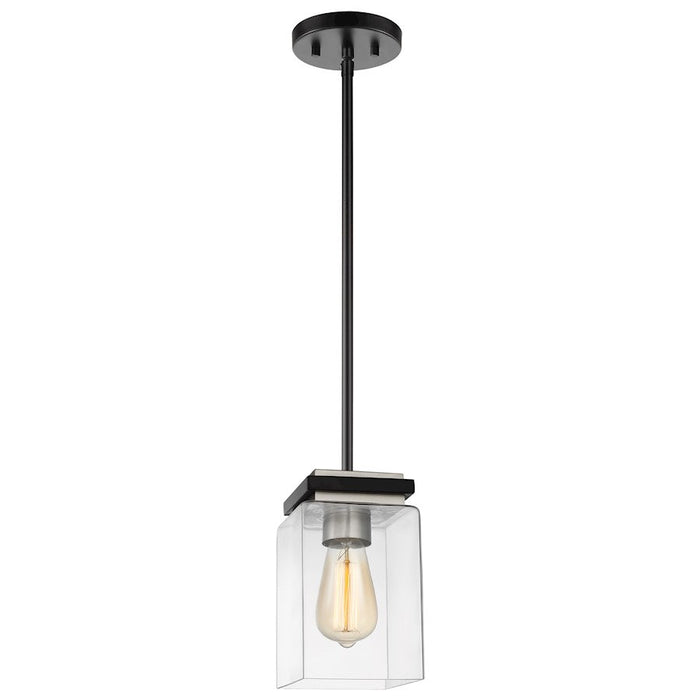 Nuvo Lighting Crossroads 1 Light Mini Pendant, Black/Clear