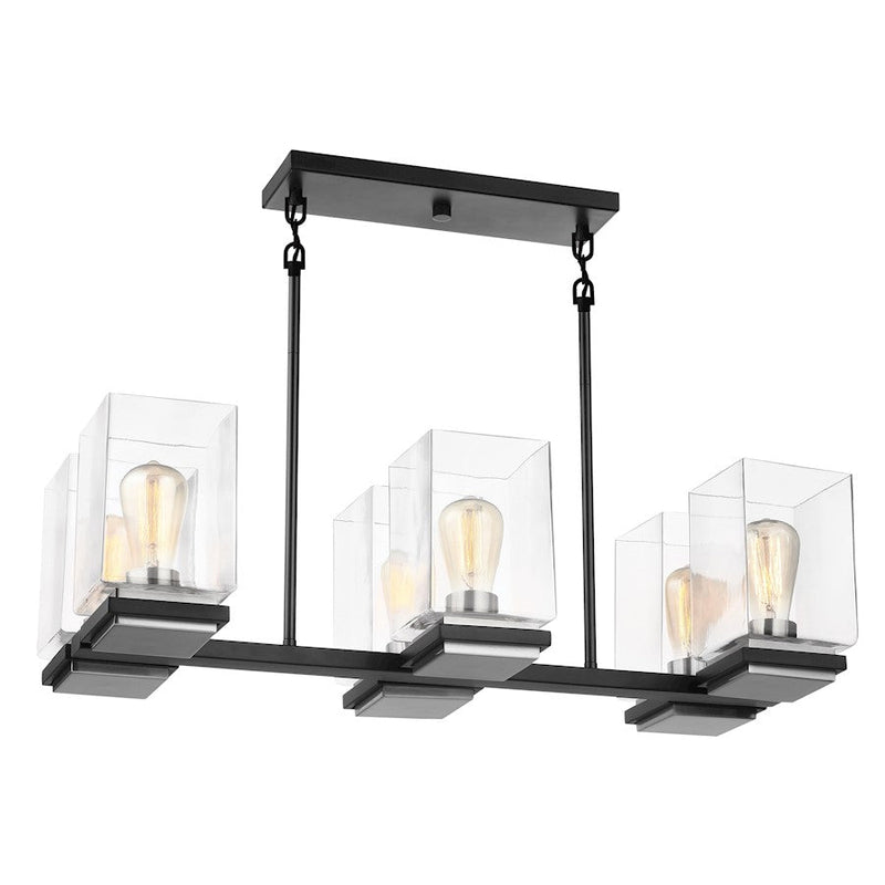 Nuvo Crossroads 31in 6-Light Island Pendant | Contemporary Matte Black and Clear Glass | Kitchen Island & Dining Room | 30.75 x 12.5 x | Model 60-7657