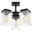 Nuvo Lighting Crossroads 3 Light Semi-Flush Fixture, Black/Clear