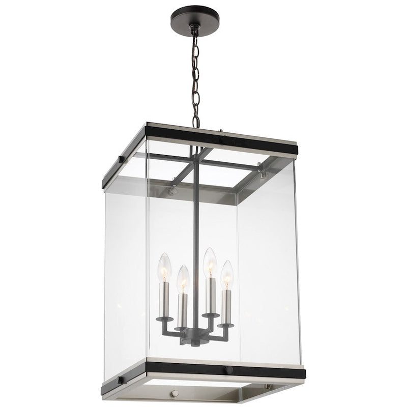 Nuvo Crossroads 15in 4-Light Pendant | Contemporary Matte Black and Clear Glass | Entryway & Kitchen Island | 14.75 x 14.75 x 23.25 in | Model 60-7659