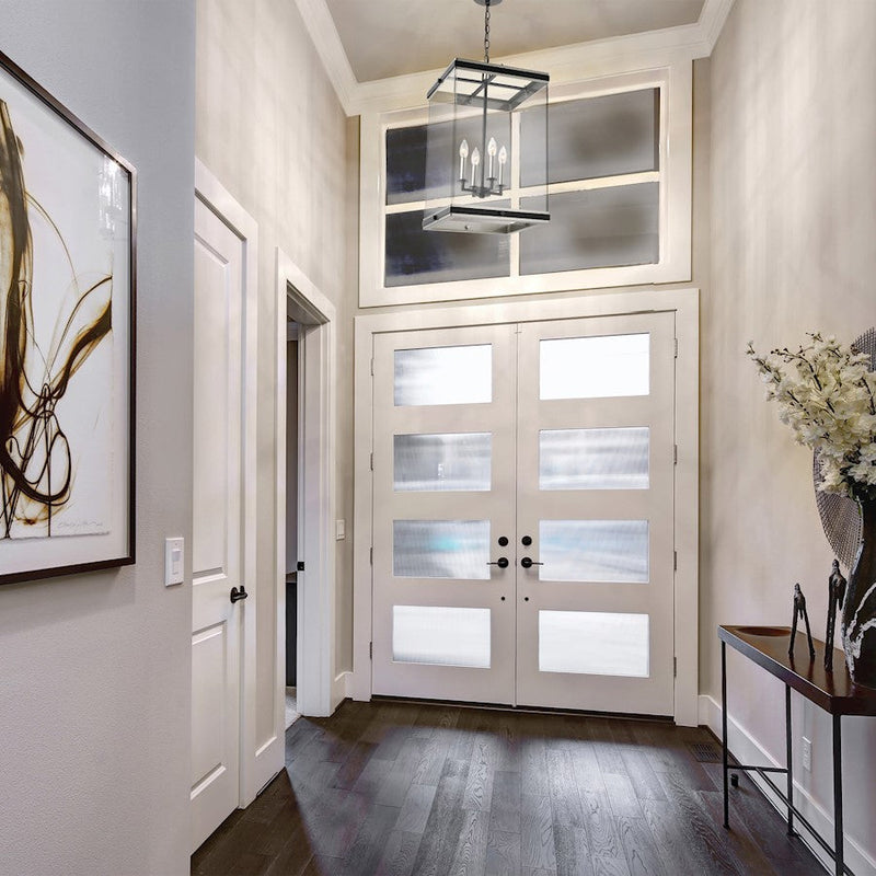 Nuvo Crossroads 15in 4-Light Pendant | Contemporary Matte Black and Clear Glass | Entryway & Kitchen Island | 14.75 x 14.75 x 23.25 in | Model 60-7659
