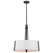Nuvo Lighting Flynn 3 Light Pendant/Med. Base/60W, Black/White Textile - 60-7678