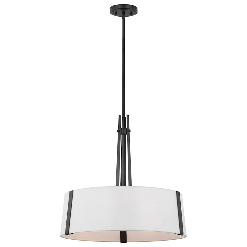 Nuvo Lighting Flynn 3 Light Pendant/Med. Base/60W, Black/White Textile - 60-7678