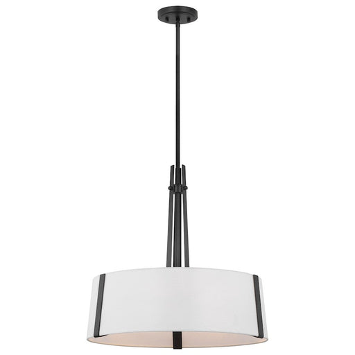 Nuvo Lighting Flynn 3 Light Pendant/Med. Base/60W, Black/White Textile - 60-7678