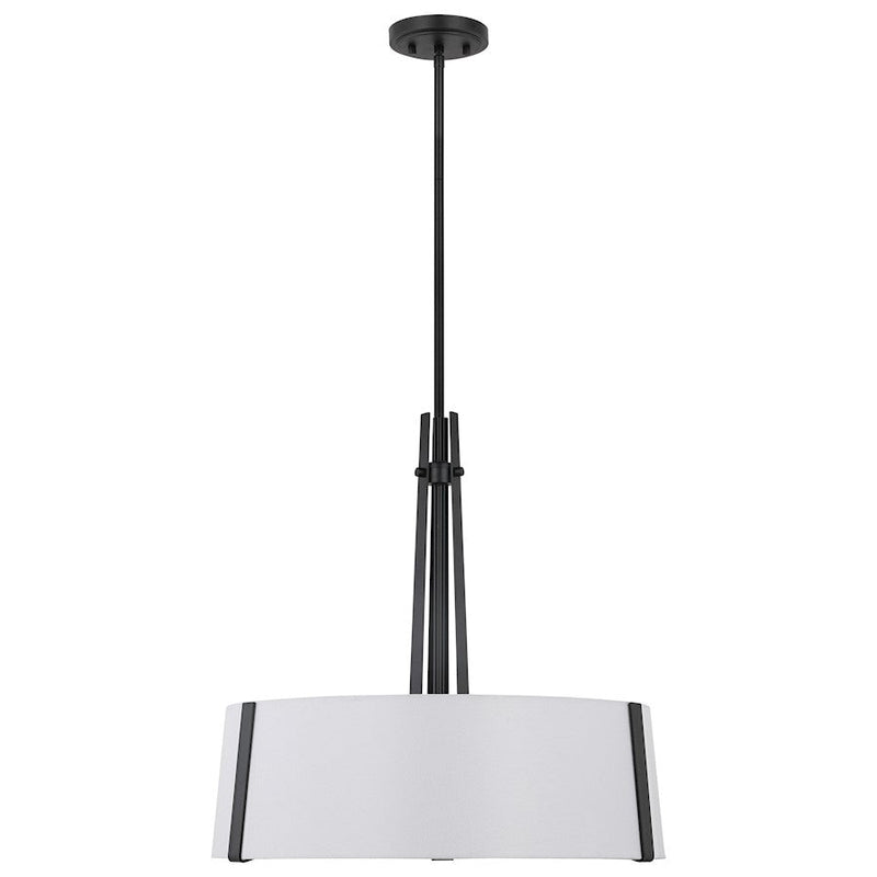 Nuvo Lighting Flynn 22in 3-Light Pendant | Transitional Black Steel and White Textile Shade | Kitchen Island & Dining Room | 22 x 22 x 58 | Model 60-7678