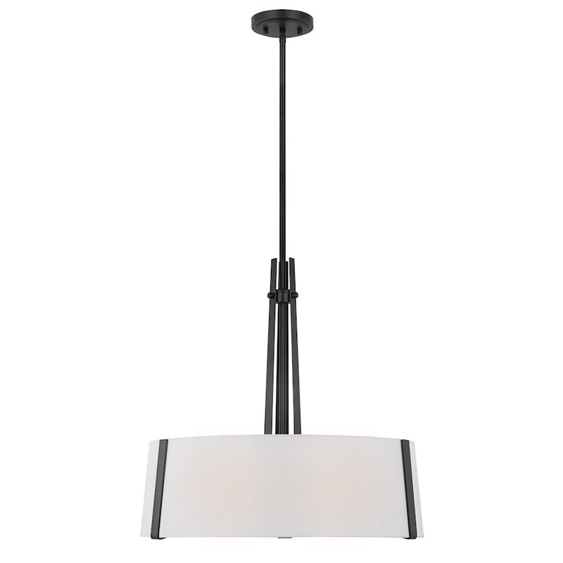 Nuvo Lighting Flynn 22in 3-Light Pendant | Transitional Black Steel and White Textile Shade | Kitchen Island & Dining Room | 22 x 22 x 58 | Model 60-7678