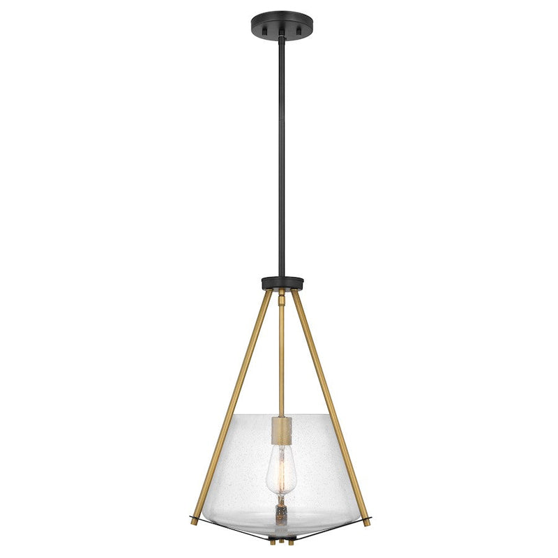 Nuvo Starlight 15in 1-Light Foyer Pendant | Transitional Matte Black and Natural Brass with Clear Seeded Glass | Entryway & Hallway | 15 x | Model 60-7687