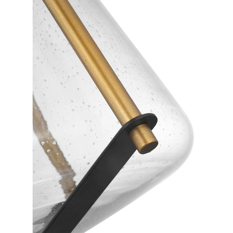 Nuvo Starlight 15in 1-Light Foyer Pendant | Transitional Matte Black and Natural Brass with Clear Seeded Glass | Entryway & Hallway | 15 x | Model 60-7687