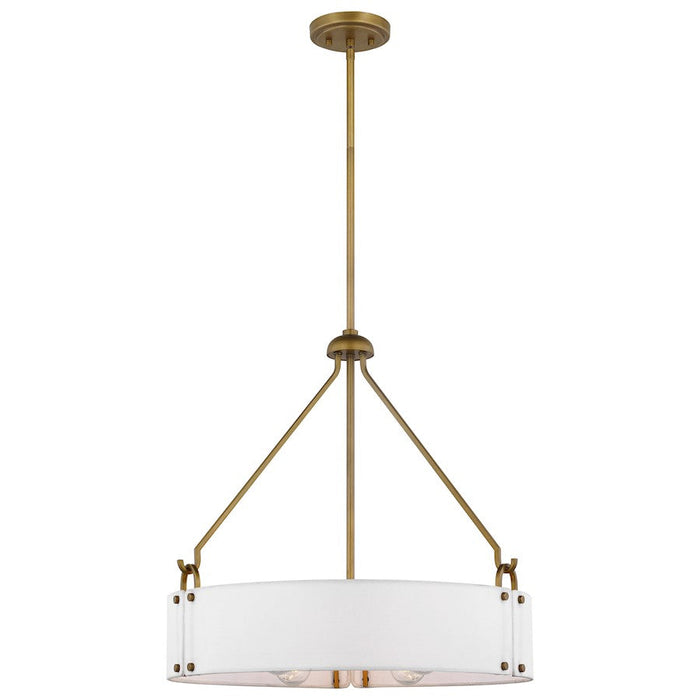 Nuvo Lighting Halter 4 Light Pendant/60W, Natural Brass/White Fabric - 60-7691