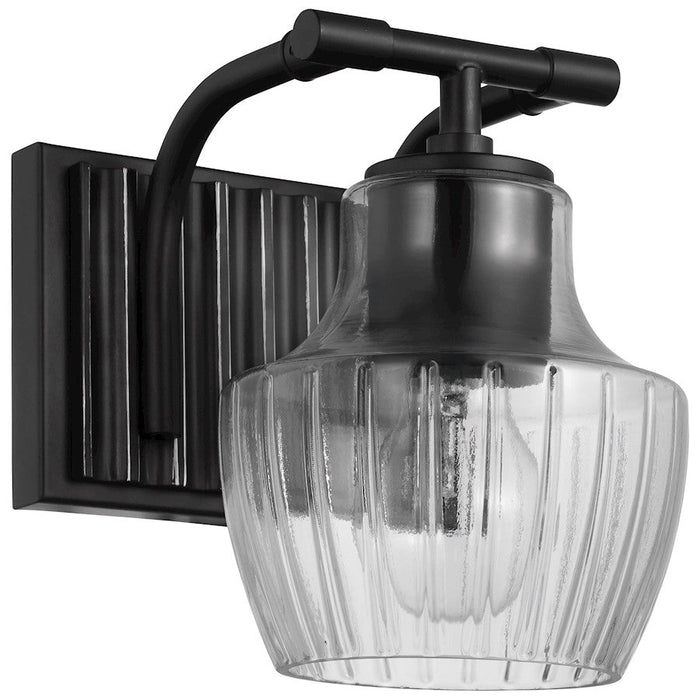 Nuvo Lighting Destin 1 Light Wall Sconce/60W, Black /Silver/Ribbed - 60-7701