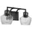 Nuvo Lighting Destin 2 Light Vanity/60W, Black /Silver/Clear Ribbed - 60-7702