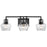 Nuvo Lighting Destin 3 Light Vanity/60W, Black /Silver/Clear Ribbed