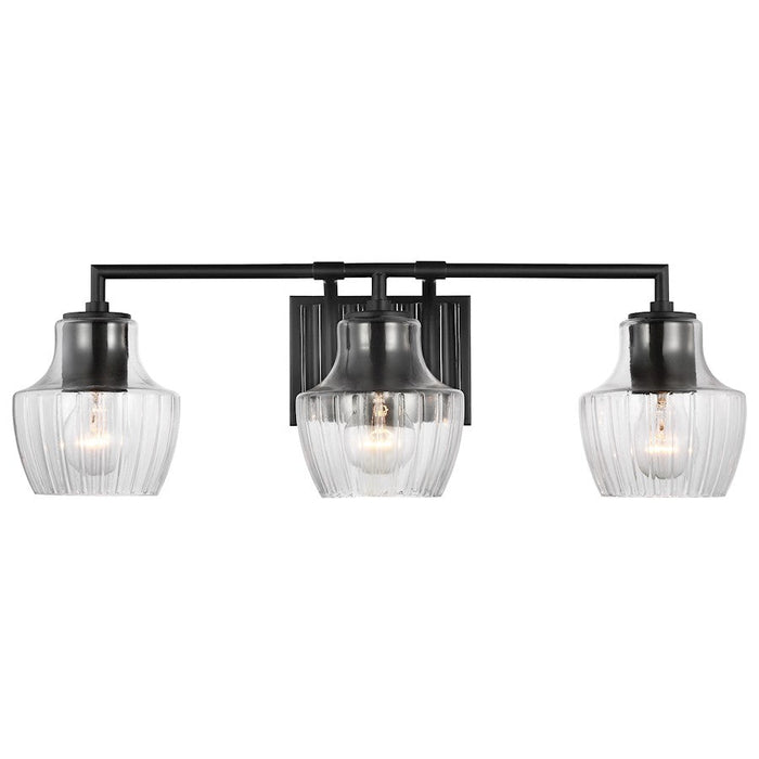 Nuvo Lighting Destin 3 Light Vanity/60W, Black /Silver/Clear Ribbed