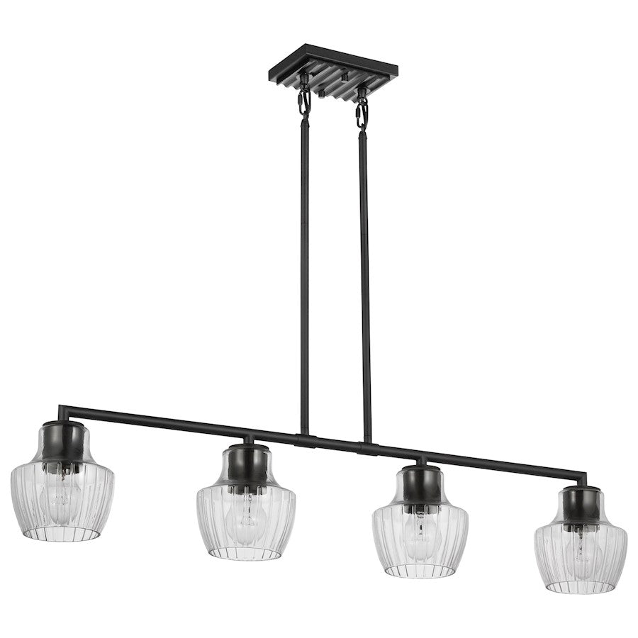 Nuvo Lighting Destin 4 Lt Island Pendant/60W, Black/Silver/Ribbed - 60-7704