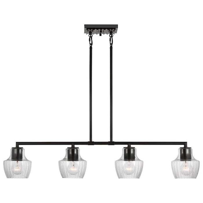 Nuvo Lighting Destin 4 Lt Island Pendant/60W, Black/Silver/Ribbed