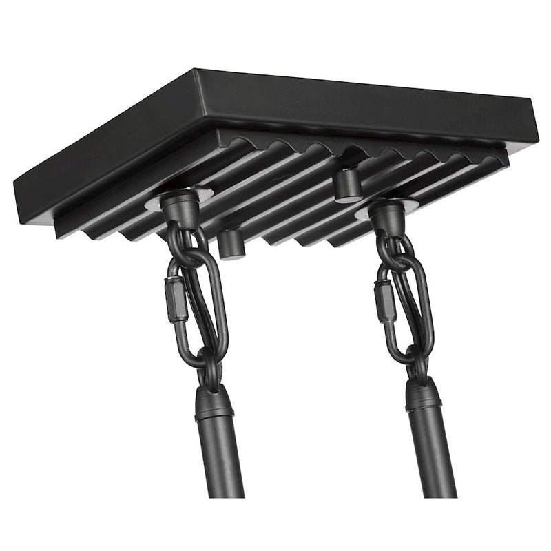 Nuvo Lighting Destin 38in 4-Light Island Pendant | Contemporary Black Steel and Silver Accents with Clear Ribbed Glass | Kitchen Island & | Model 60-7704