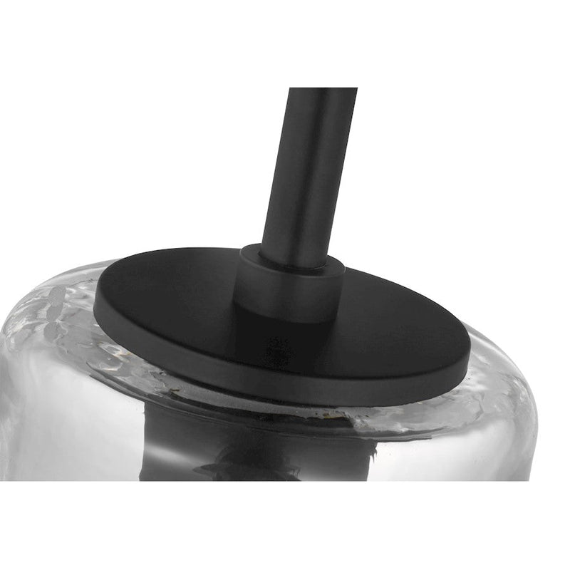Nuvo Lighting Destin 14in 1-Light Pendant | Contemporary Black Steel and Silver Accents with Clear Ribbed Glass | Kitchen Island & Dining | Model 60-7705