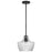 Nuvo Lighting Destin 1 Lt Mini Pendant/60W, Black /Silver/Clear Ribbed