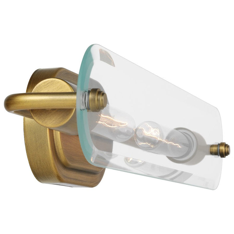 Nuvo Lighting Teton 22in 2-Light Vanity Light | Contemporary Natural Brass and Clear Beveled Glass | Bathroom Vanity | 4.375 x 22 x 4.875 | Model 60-7712