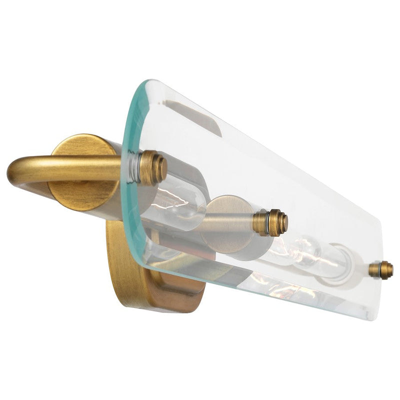 Nuvo Lighting Teton 34in 3-Light Vanity Light | Contemporary Natural Brass and Clear Beveled Glass | Bathroom Vanity | 4.375 x 34 x 4.875 | Model 60-7713