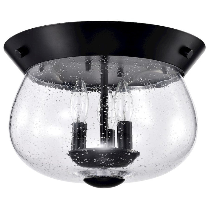 Nuvo Lighting Boliver 3 Light Flush Mount, Matte Black/Clear Seeded - 60-7806