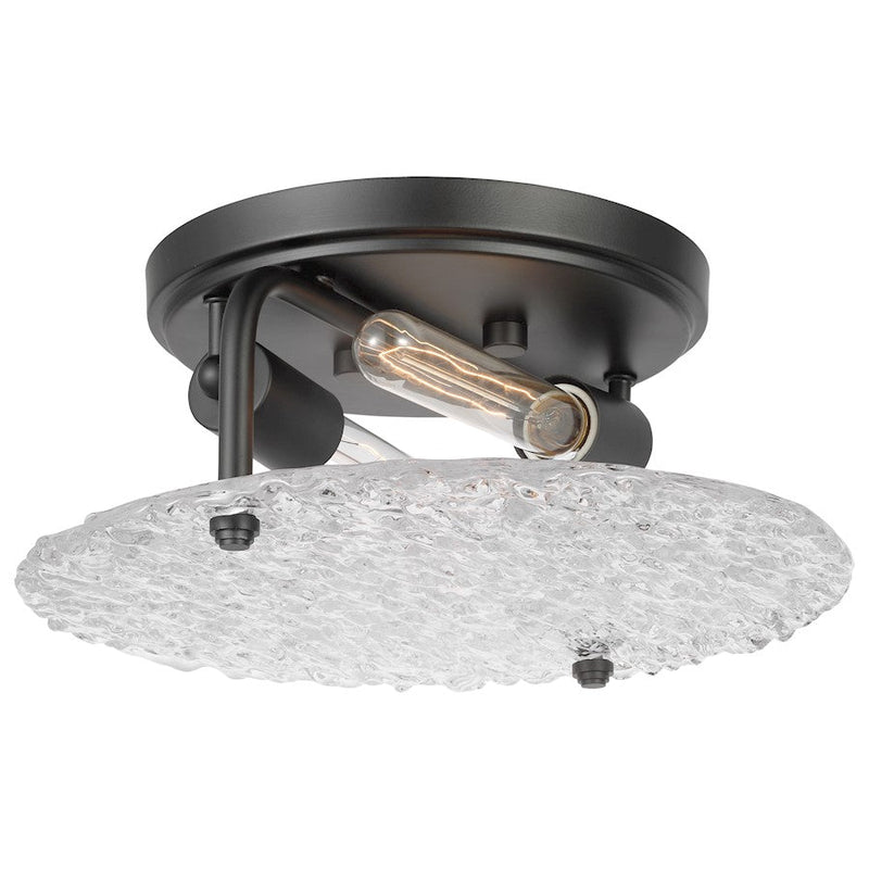 Nuvo Lighting Glacier 13in 2-Light Flush Mount | Contemporary Matte Black Steel and Ice Glass | Entryway & Hallway | 13 x 13 x 6 in | Model 60-7810
