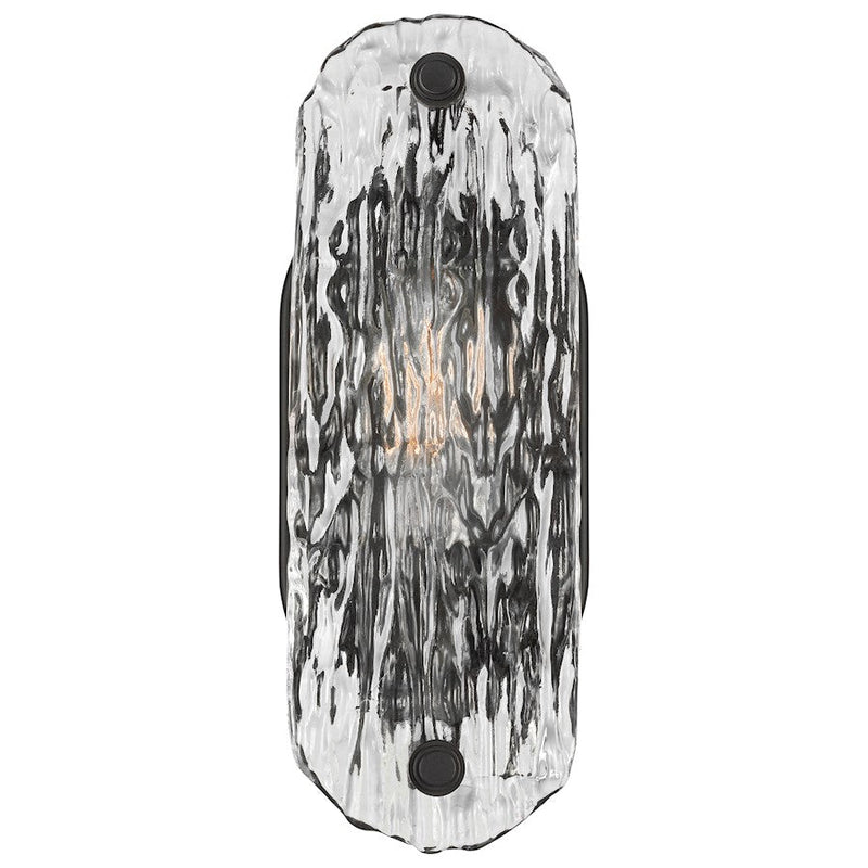 Nuvo Glacier 1-Light Wall Sconce | Contemporary Matte Black Steel and Ice Glass | Bathroom & Hallway Accent Light | 4.38 x 4.88 x 10.62 | Model 60-7811