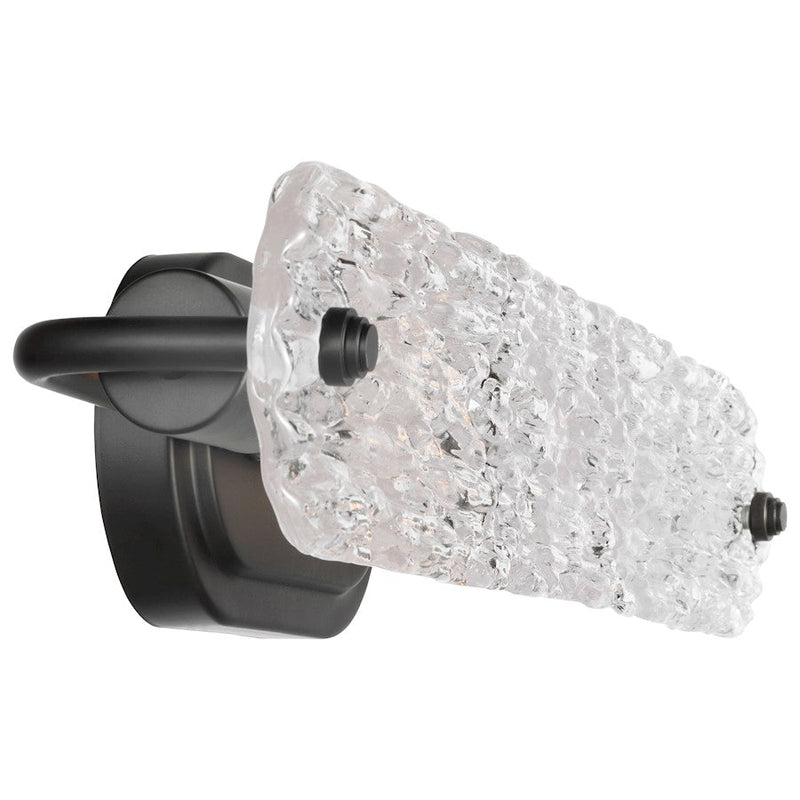 Nuvo Glacier 22in 2-Light Vanity Light | Contemporary Matte Black Steel and Ice Glass | Bathroom Vanity | 5 x 22 x 4 in | Model 60-7812