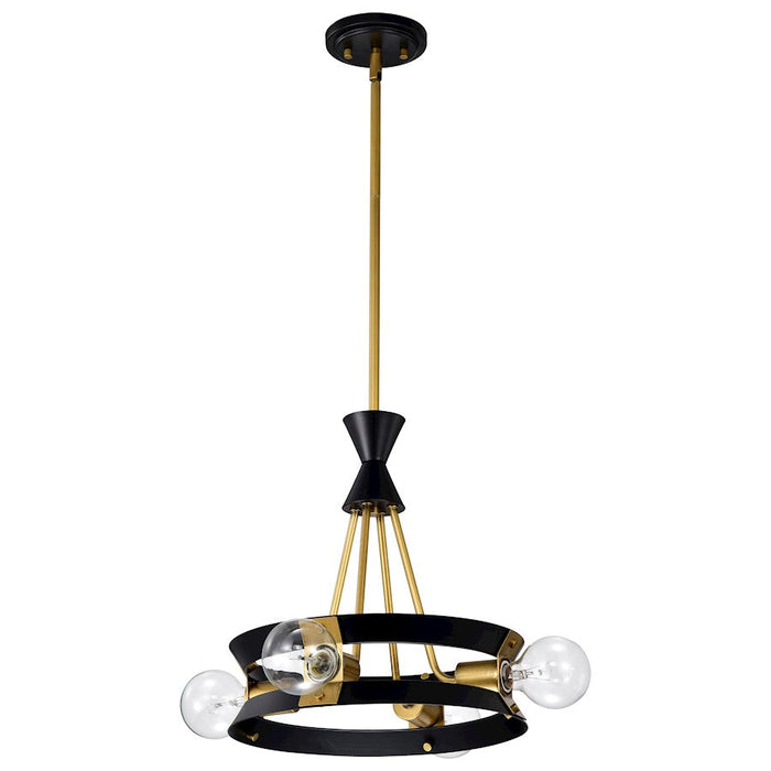 Nuvo Lighting Marsden Chandelier, Matte Black/Natural Brass