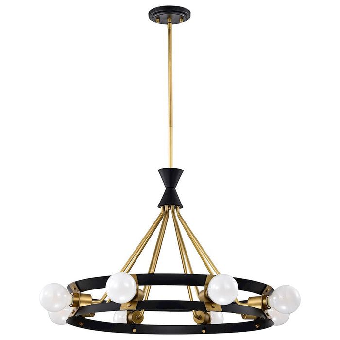 Nuvo Lighting Marsden Chandelier, Matte Black/Natural Brass