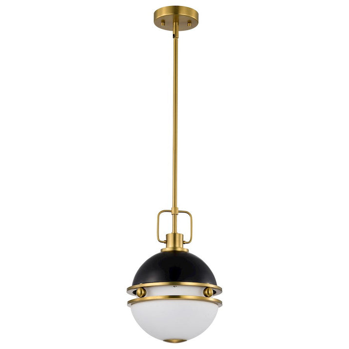 Nuvo Lighting Everton 1 Light 10" Pendant, Black/Brass/Etched Opal - 60-7876