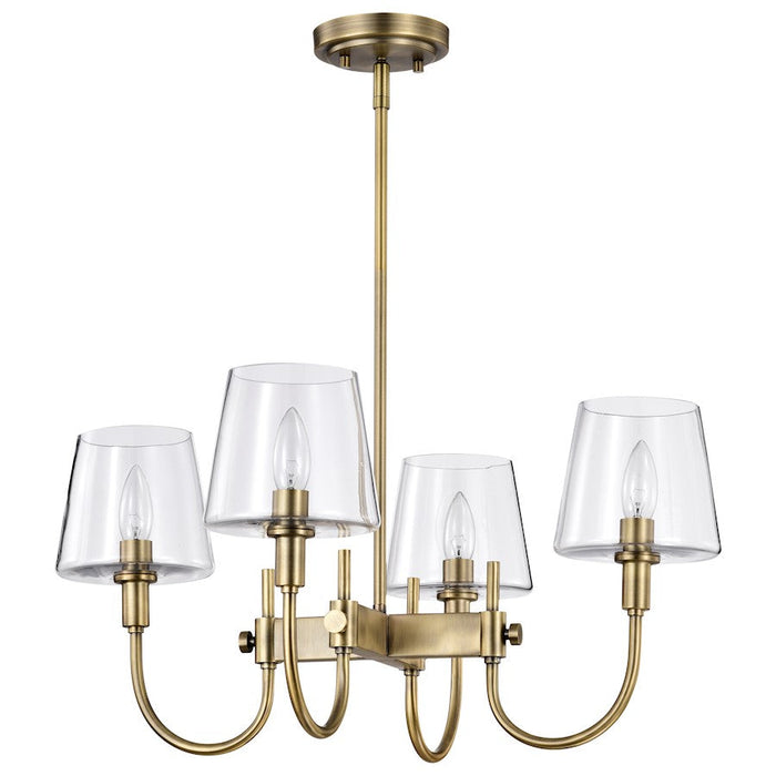 Nuvo Lighting Brookside 4 Light Chandelier, Vintage Brass/Clear - 60-7885