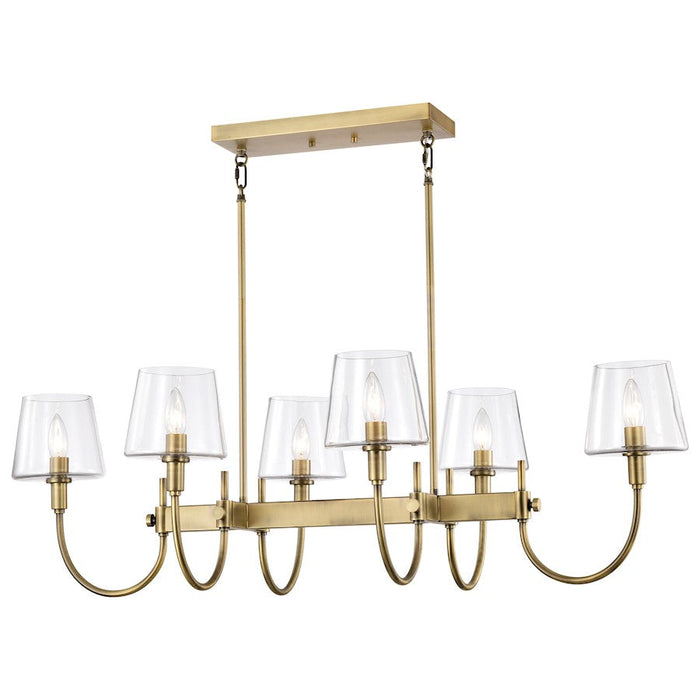 Nuvo Lighting Brookside 6 Light Island Pendant, Vintage Brass/Clear