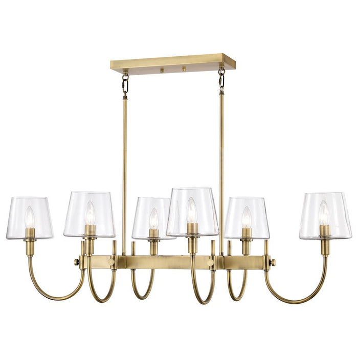 Nuvo Lighting Brookside 6 Light Island Pendant, Vintage Brass/Clear