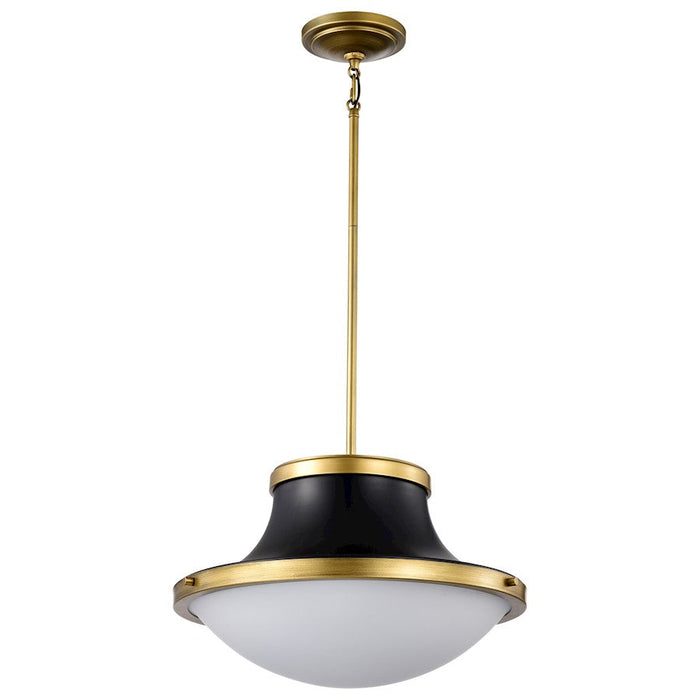 Nuvo Lighting Lafayette 1 Light 18" Pendant, Black/Brass/White Opal - 60-7908