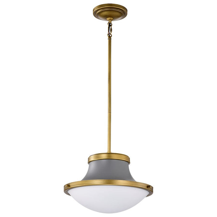 Nuvo Lighting Lafayette 1 Light 14" Pendant, Gray/Brass/White Opal - 60-7917