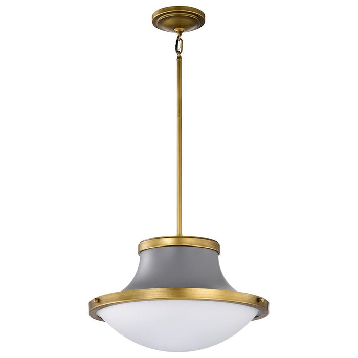 Nuvo Lighting Lafayette 1 Light 18" Pendant, Gray/Brass/White Opal - 60-7918