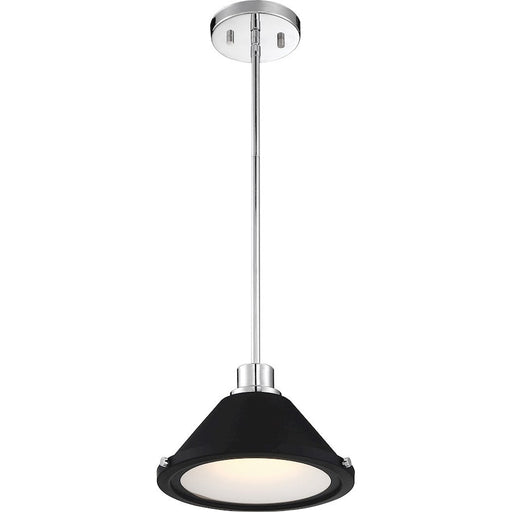 Nuvo Lighting Bette 1 Light LED Mini Pendant, Nickel/Black Metal Shade