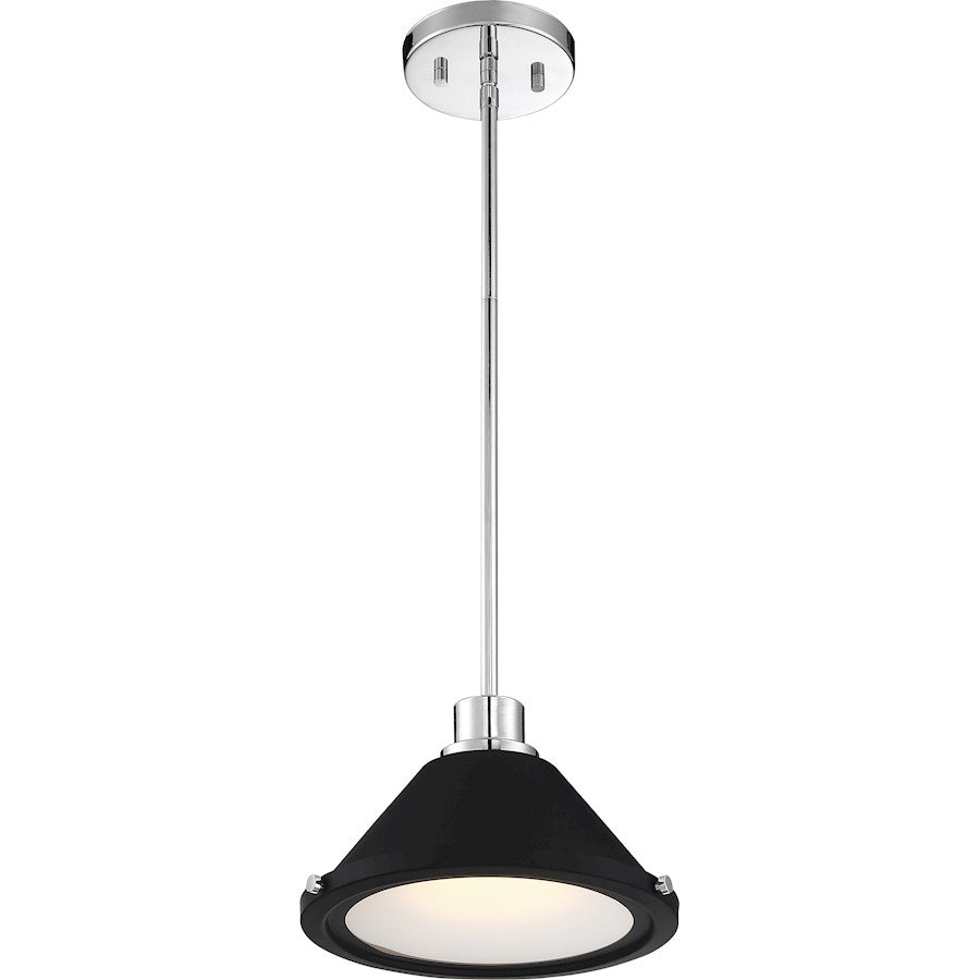 Nuvo Lighting Bette 1 Light LED Mini Pendant, Nickel/Black Metal Shade