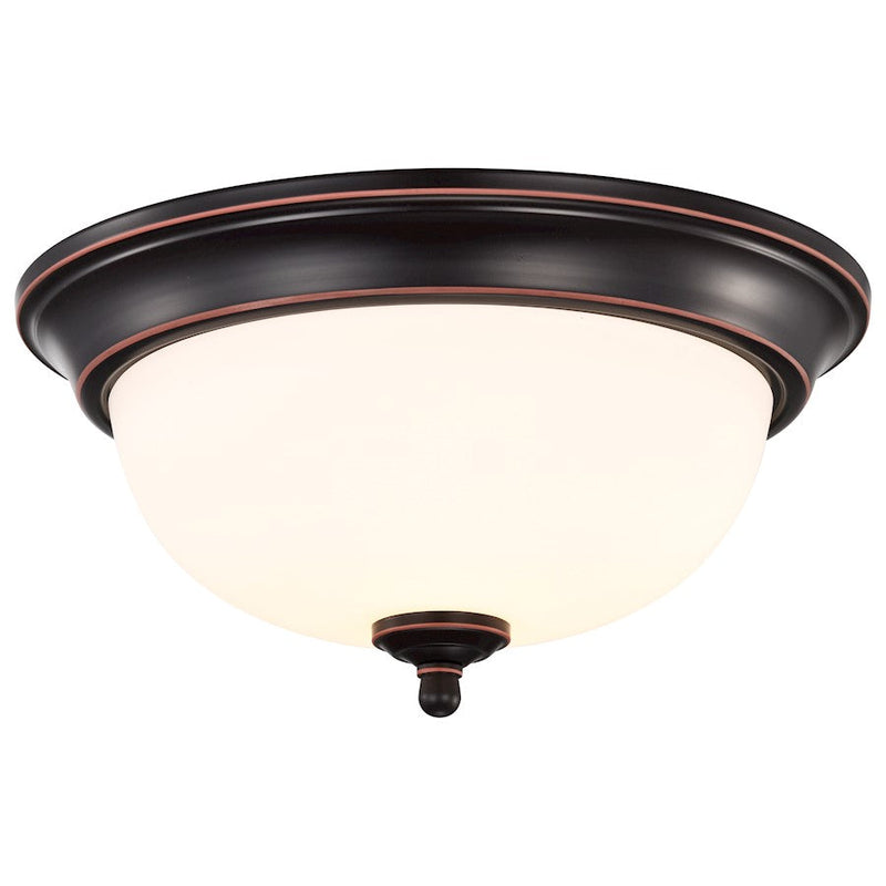 Nuvo Lighting Center Lock 13in LED Flush Mount | Traditional Mahogany Bronze and Frosted Glass | Hallway & Laundry Room | 13 x 13 x 6 in | Model 62-1558