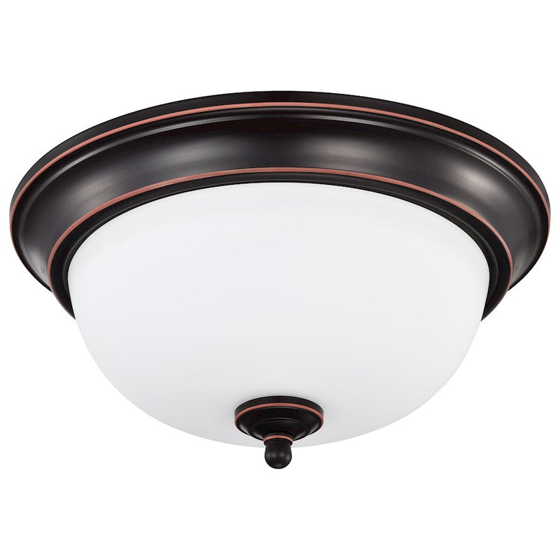 Nuvo Lighting Center Lock 13in LED Flush Mount | Traditional Mahogany Bronze and Frosted Glass | Hallway & Laundry Room | 13 x 13 x 6 in | Model 62-1558