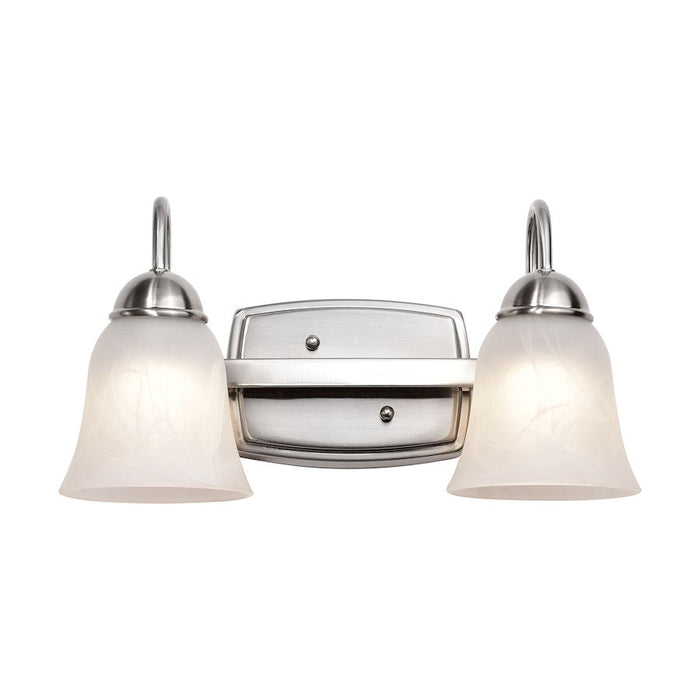 Nuvo Lighting 15W LED 2 Light Vanity, 3000K, Brushed Nickel/Alabaster - 62-1568