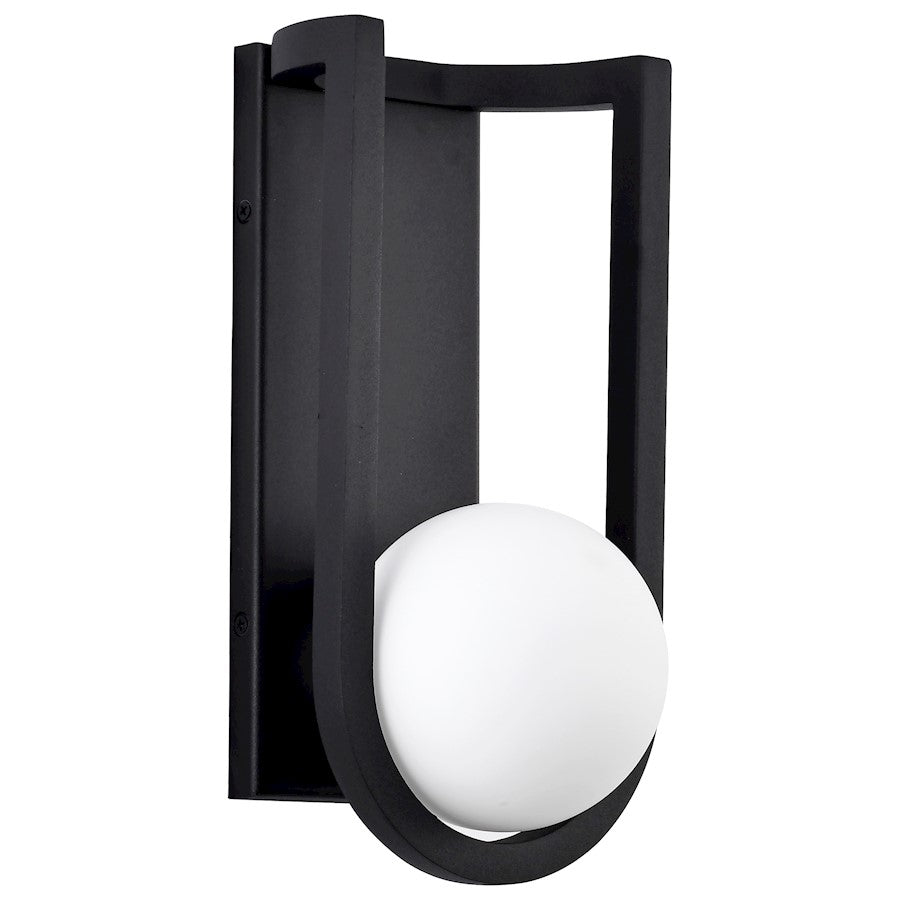 Nuvo Lighting Cradle 6W LED Medium Wall Lantern, Black/White Opal - 62-1619