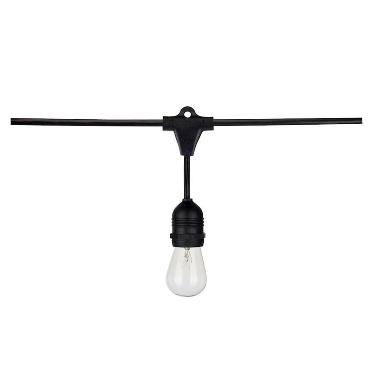 Nuvo Lighting 24ft 12-Light String Light | Black Weatherproof Cord and S14 Edison Bulbs | Outdoor Patio & Backyard Party Lighting | 288 x 2 | Model S8035