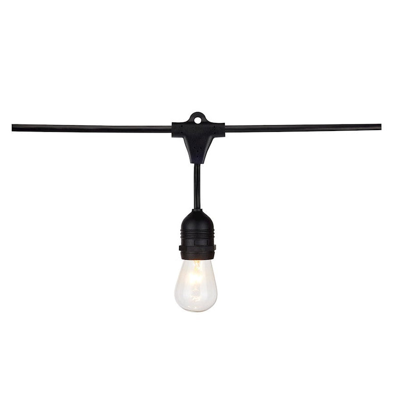 Nuvo Lighting 24ft 12-Light String Light | Black Weatherproof Cord and S14 Edison Bulbs | Outdoor Patio & Backyard Party Lighting | 288 x 2 | Model S8035